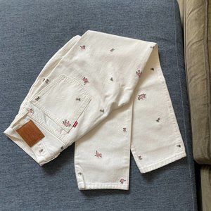 Levi's Printed Rosebud 501 Straight Leg Jeans